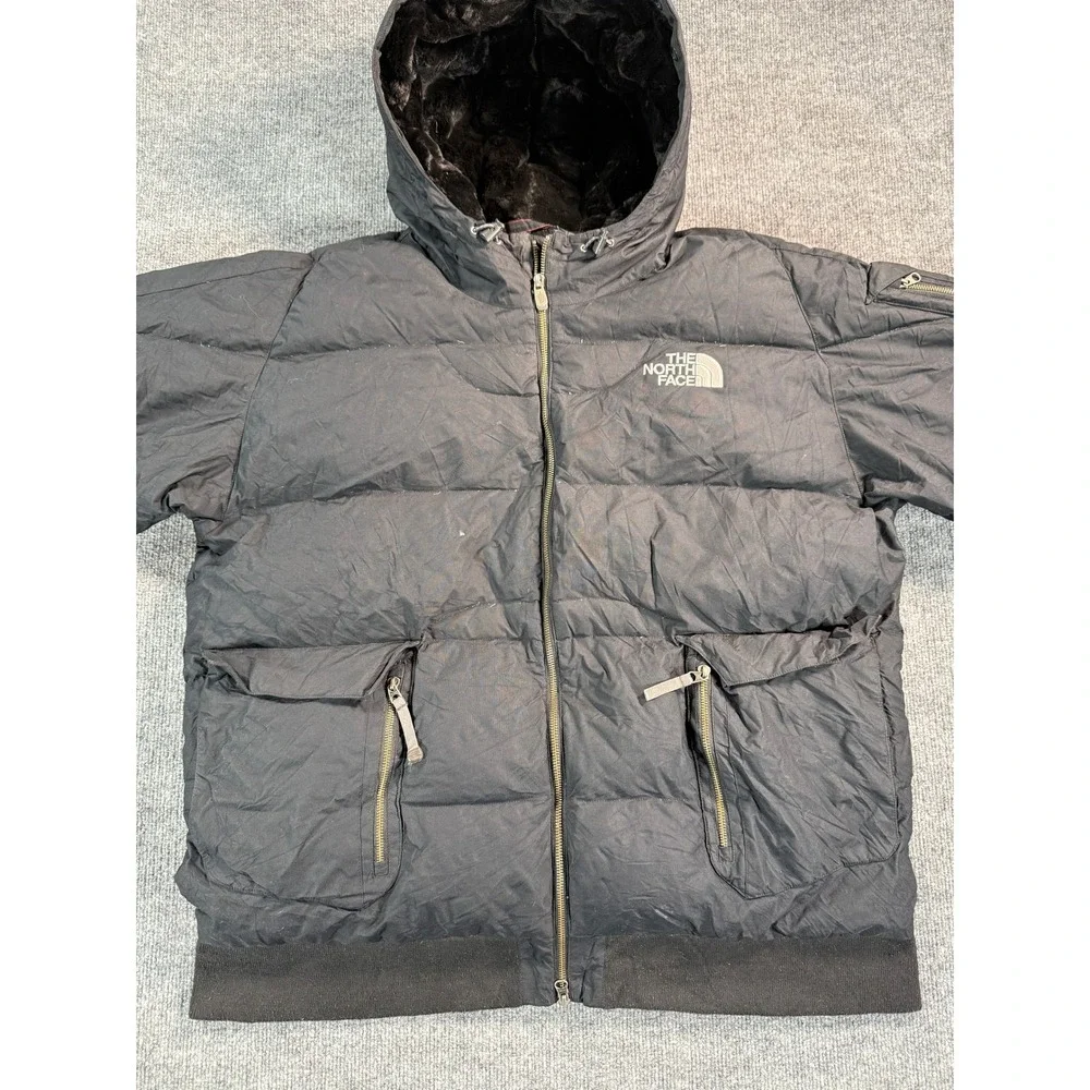 The North Face Mens Puffer Goose‎ Down 550 Jacket Mens XXL Black Hooded Full Zip